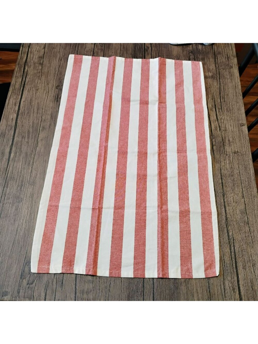 Red & White Striped Cotton Kitchen Tea Towel By Threshold 28"x18" NEW
